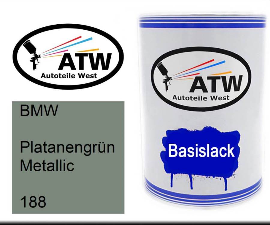 BMW, Platanengrün Metallic, 188: 500ml Lackdose, von ATW Autoteile West.